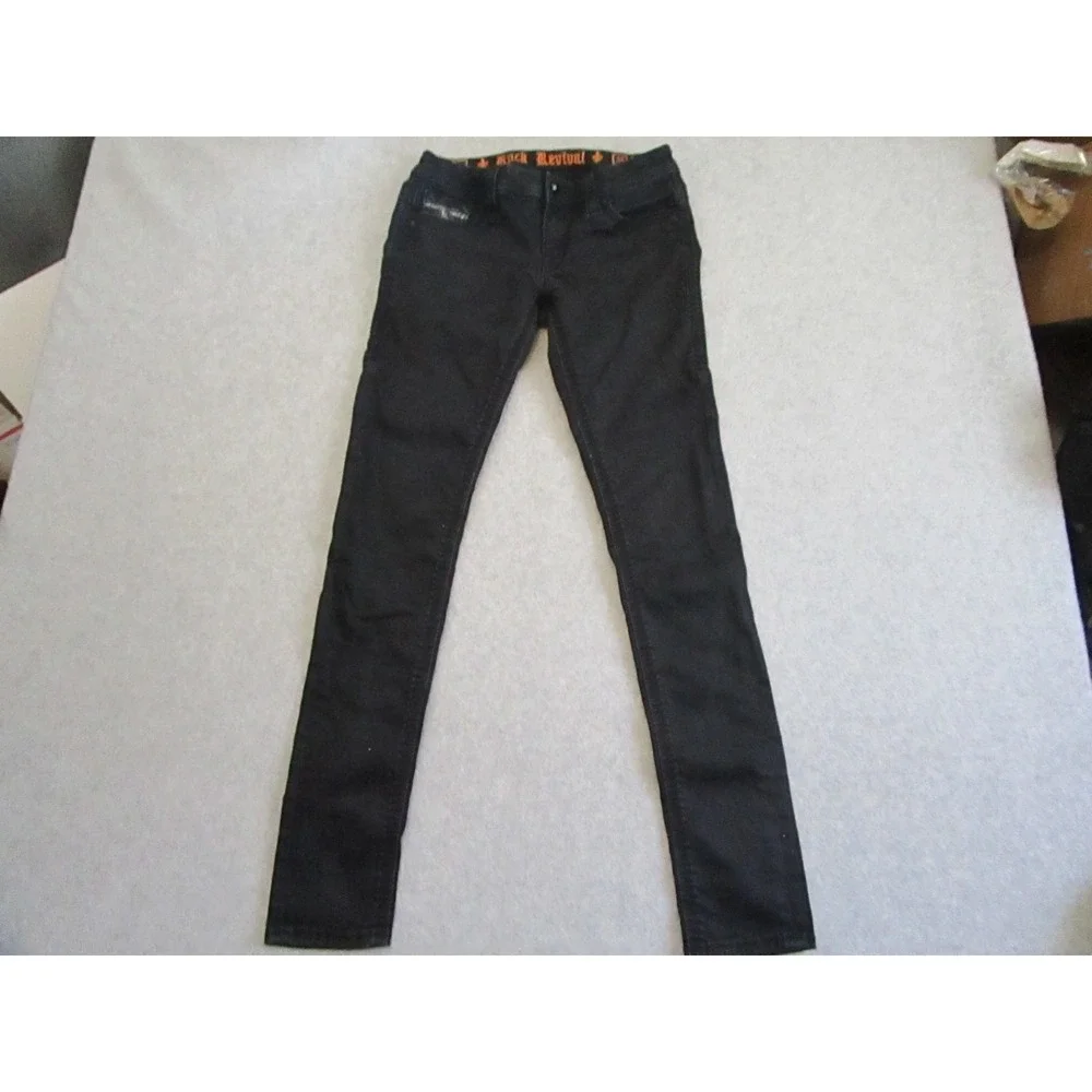 Rock Revival Jeans Womens 25 Black Betty Easy Skinny Embroidered Y2K - Picture 3 of 12